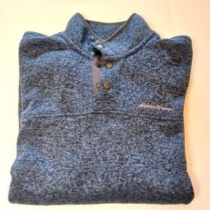 Eddie bauer fleece blue snap closure pullover XL